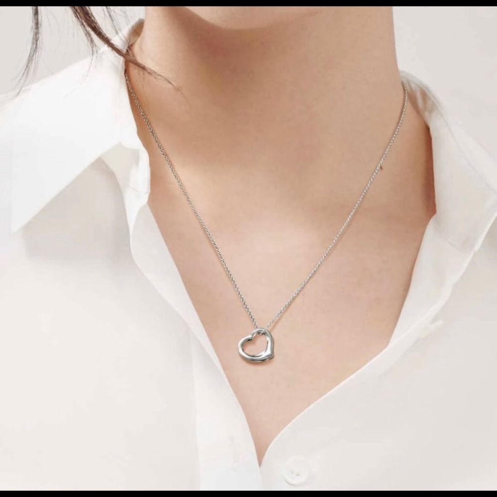 Silver Open Heart Charm Necklace